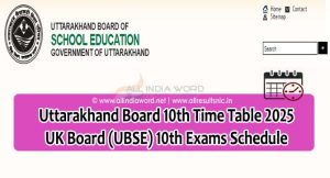 UBSE UK Board Highschool Scehme, Time Table 2025